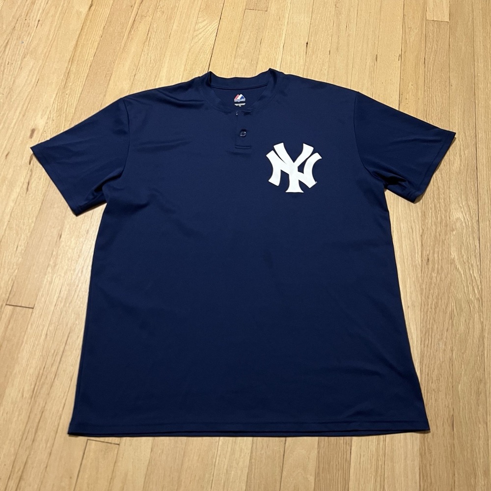 New‎ York Yankees Majestic Jersey Mens XL Henley Performance Blank Shirt Logo